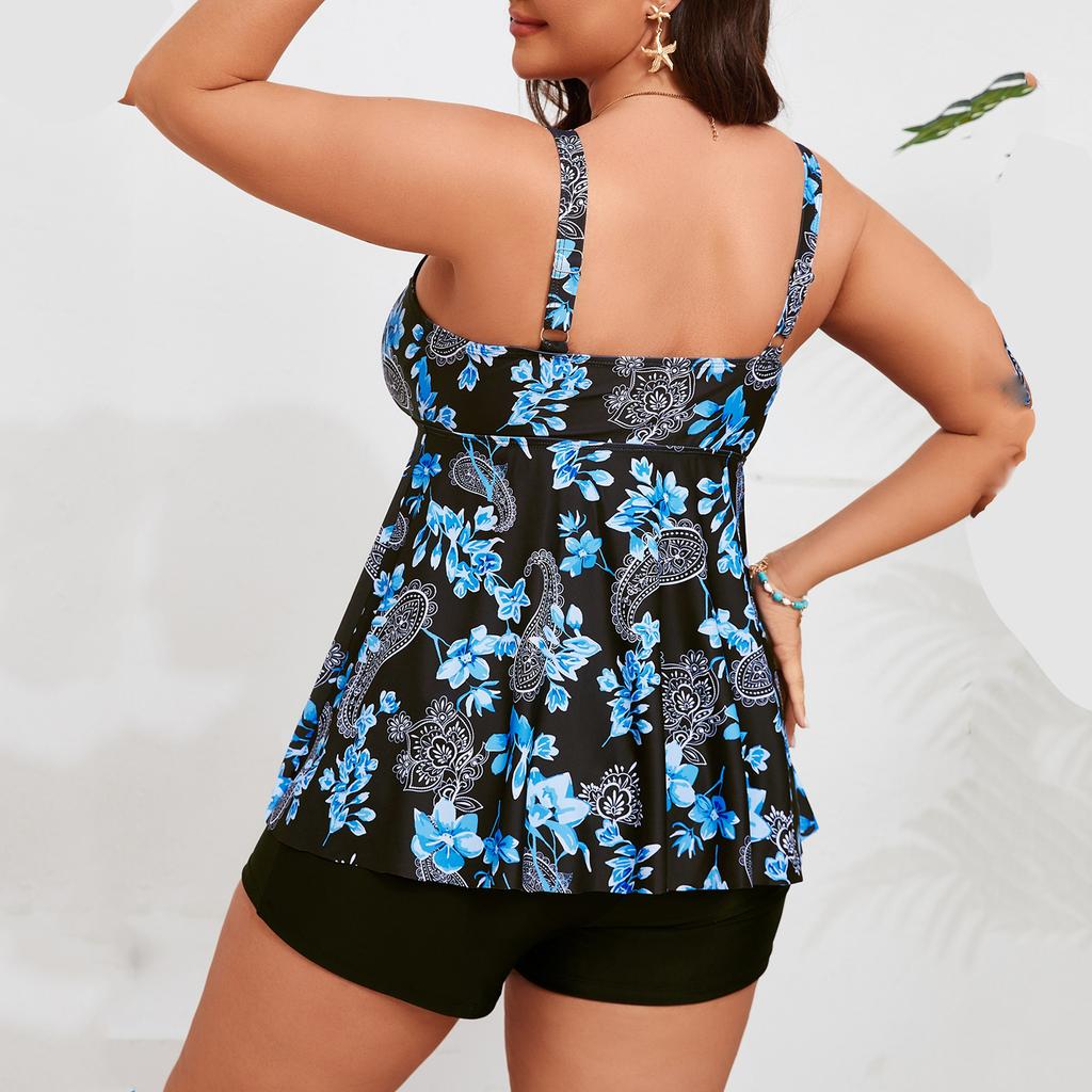 Women's Two-Piece Bikini Set Large Size Skirt Split Swimsuit