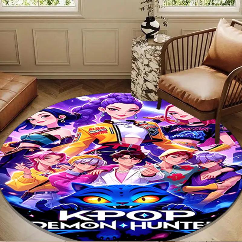 K-pop Demon Hunter Adventure Round Mat Home Decor, Chair Rug For livingroom,Bedroom, Doormat Home Decor Birthday Gift Christmas Gifts