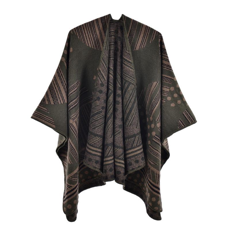 New retro women's split shawl autumn and winter imitation cashmere thickened warm knitted cape scarf batch