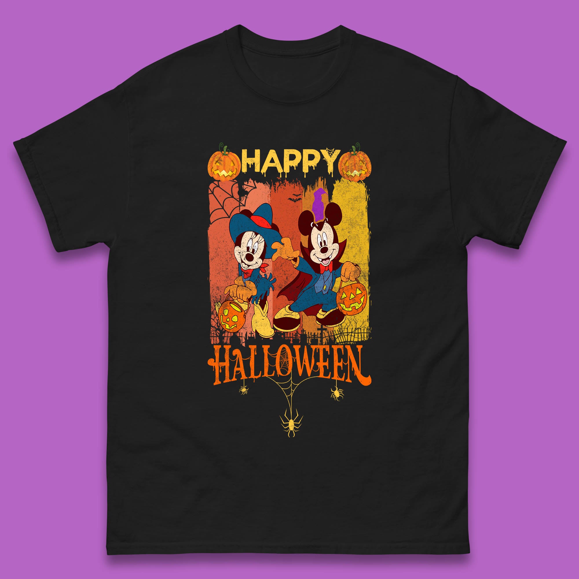 Happy Halloween Disney Witch Mickey Mouse Minnie Mouse Horror Scary Disneyland Trip Mens Tee Top 4XL