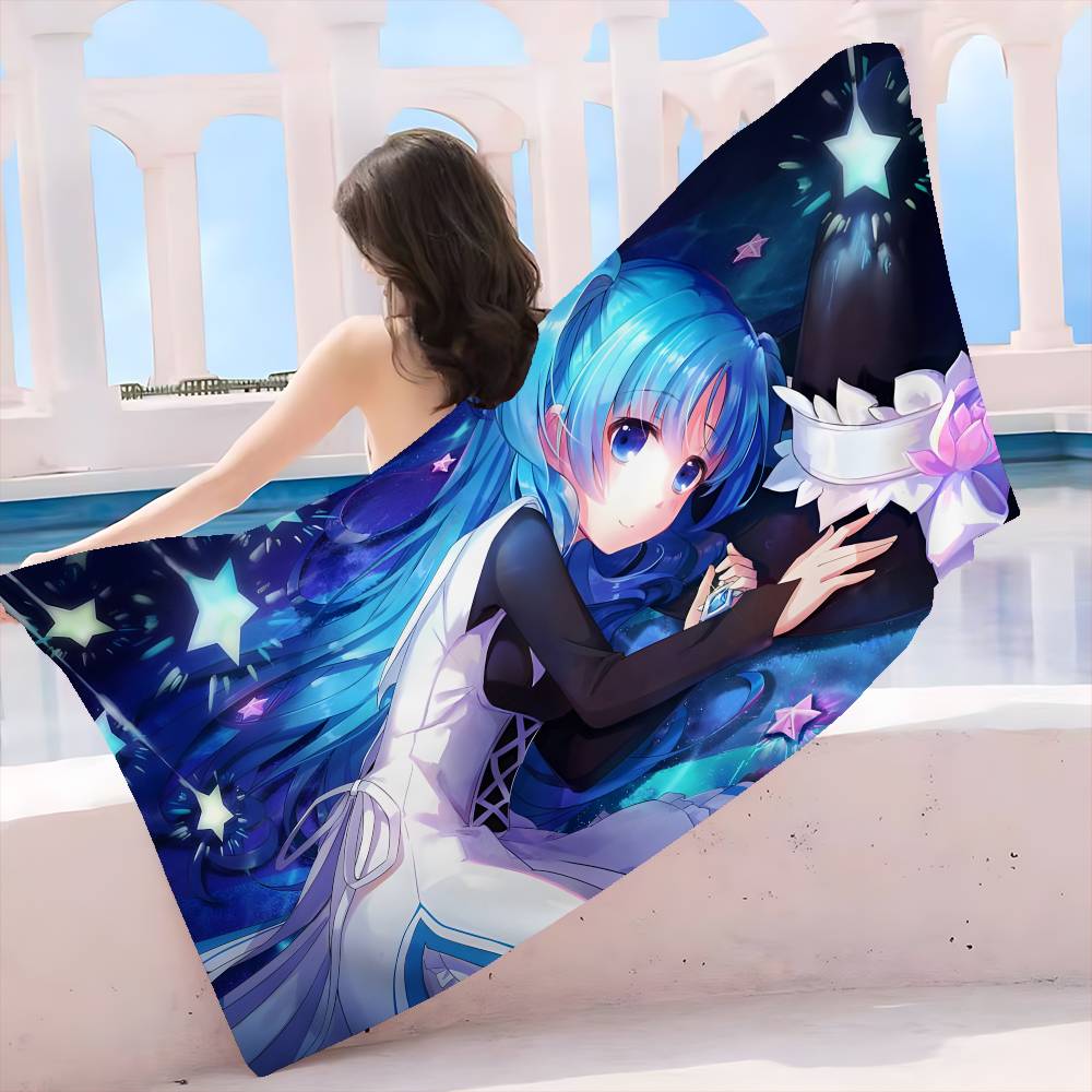 Date A Live Anime Microfiber Printed Beach Towel Mountain Climbing Yoga Beach Swimming Running Absorbent Soft Towel