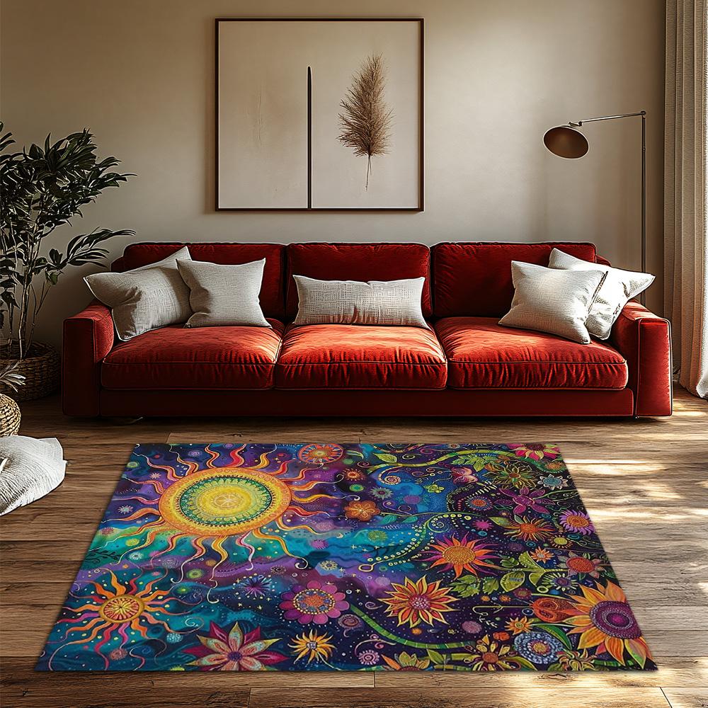 Psychedelic Area Rug Bohemian Carpet Vintage Persian Style Home Decor Living Room Floor Mat Hippie Tapestry Bedroom Rug Gift