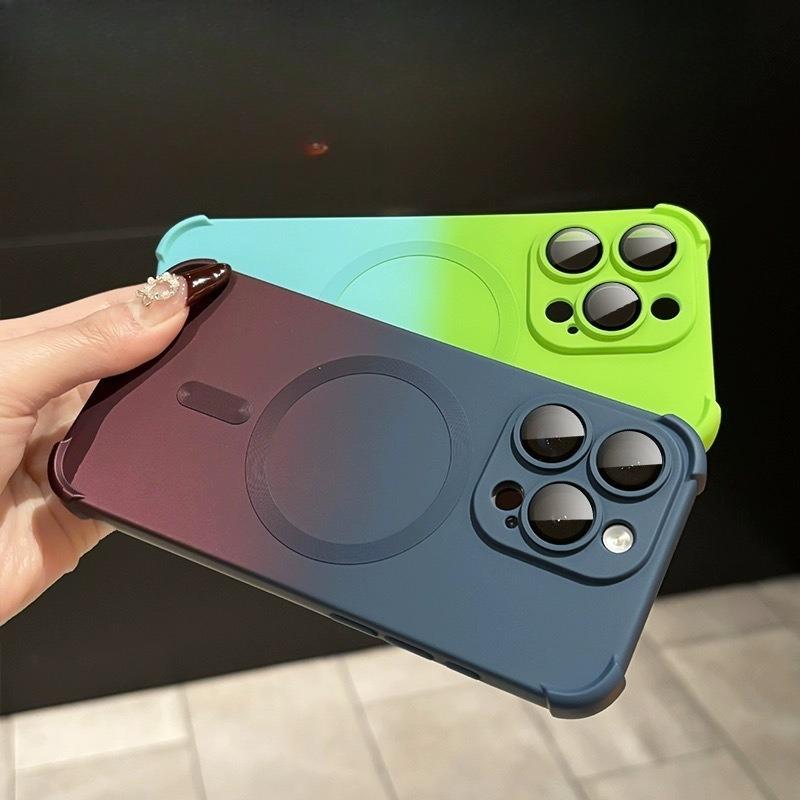 Suitable for Iphone16 Gradient Magnetic Phone Case Four Corner Anti-drop Apple 15ProMax Full Bag Matte Protective Case