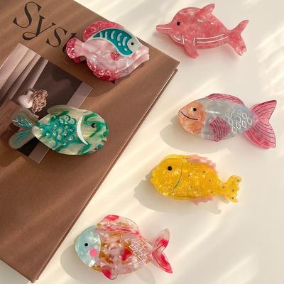 Dolphin Shark Clip Cartoon Acetic Acid Hair Claw Cute Fish Hair Claw  Girls