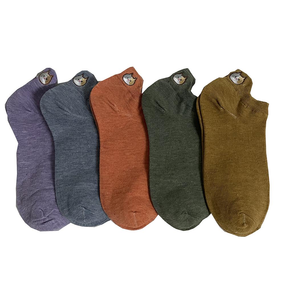 

5 пар женских носков до щиколотки с вышивкой животных, милые кошки, летний набор коротких носков с мультяшным каваи, мягкие, дизайнерские носки One Size