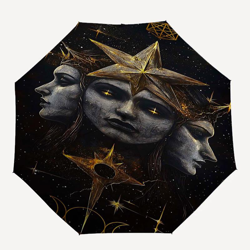 1pc Star GoddessOpen/Close Umbrella-Windproof, Compact Travel Umbrella, Sturdy 8-Rib Shaft1034