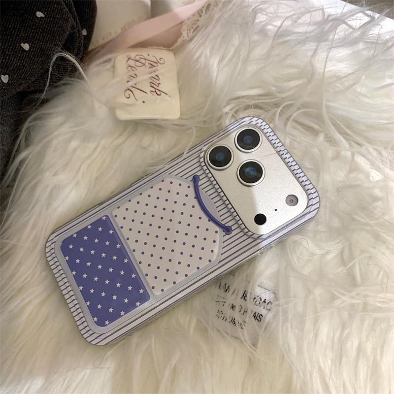 Polka Dot Smiley Face Foldable Anti-fall Phone Case for iPhone 14/13, Apple 17/16/15 PROMAX