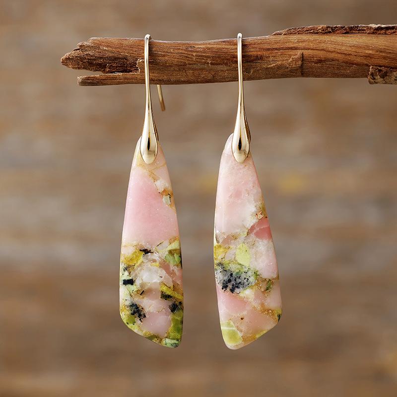 Luxury New Bohemian Emperor Stone Geometric Pendant Earrings Earrings European and American Popular Natural Stone Jewelry