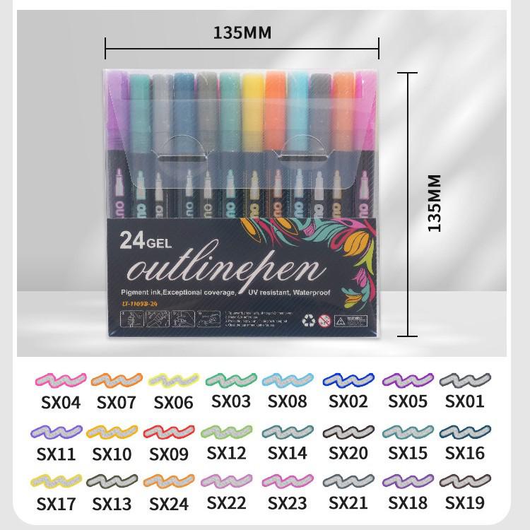 Dreamy Shimmer Metallic Double-Line Outline Pens - 48 Colors for DIY Journaling & Christmas Highlighting
