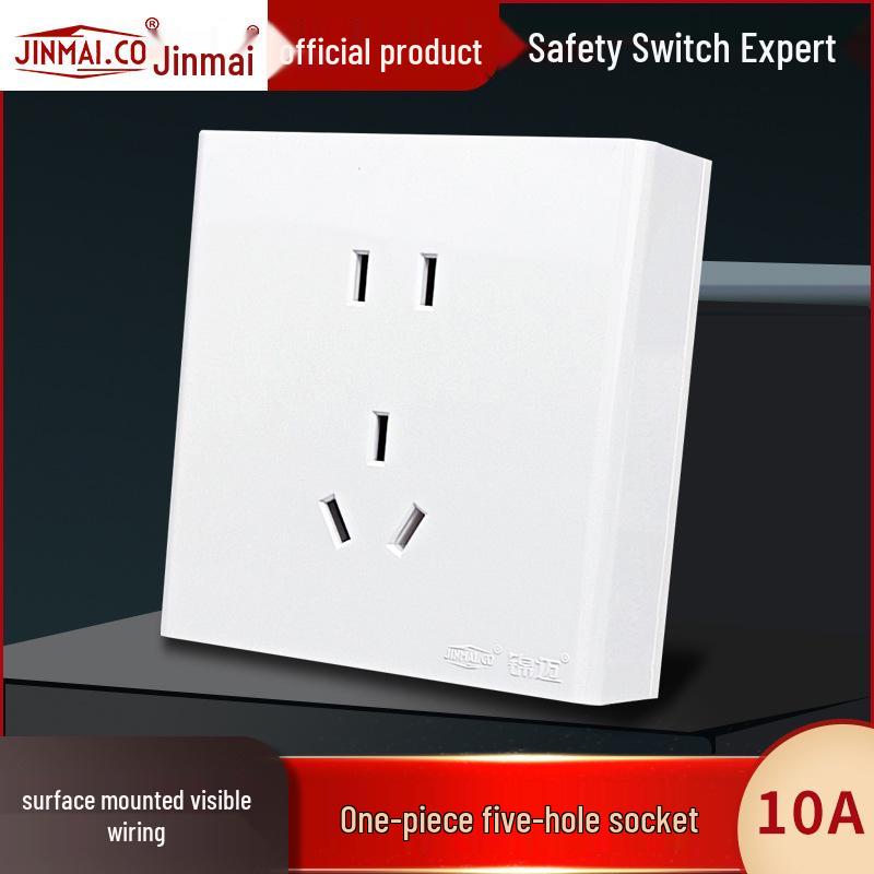

Surface-Mounted Panel with Two Switches/Sockets, 1-Way/2-Way, 2-Gang 10/15-Hole, Household, One-Key Power Off