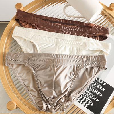 Men Briefs Loose Fit Elastic Mid-Waist U-Convex Panties Solid Color High Elasticity Breathable Sleeping Underwear