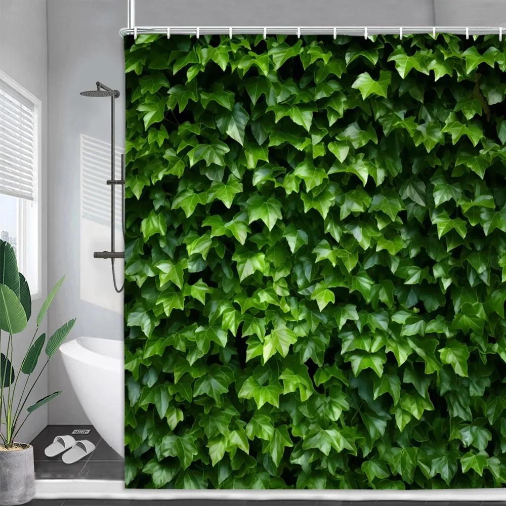 Green Vine Shower Curtain Vintage Nature Plant Flower Farm Leaf Garden Outdoor Jungle Polyester Fabric Bathroom Decor Curtain