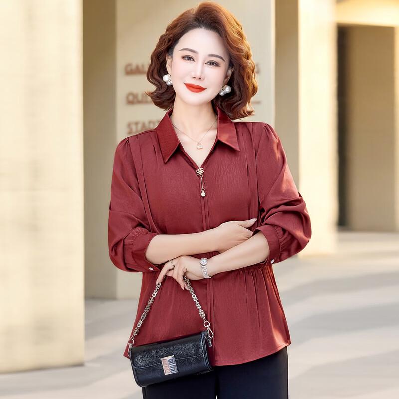 Camicia da Donna Hodo Stile Cinese Nuovo di Mezza Età a Maniche Lunghe