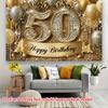 1pc, 2Dflat, Luxurious Gold 50th Birthday Banner - Suitable for Home, Room & Party Decorations, Party Decor, wsj