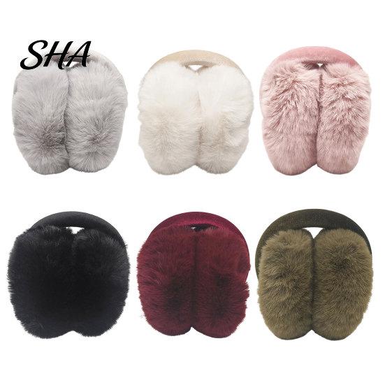 Winter Ear Warmers for Women Women's Muffs, Soft Faux Rabbit Fur Wind Resistant Sports Commuting, Plush Fluffy Cold Weather Outdoor Earmuffs