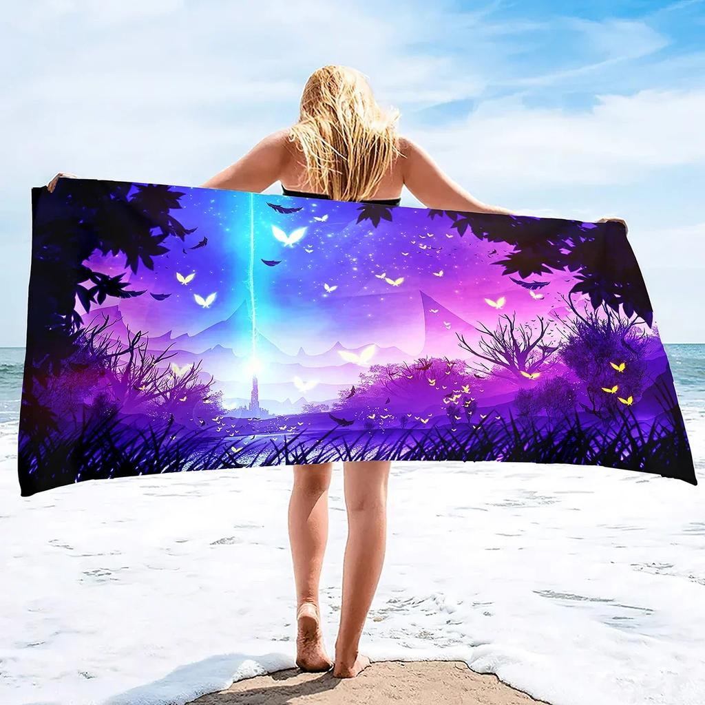 Mikrofaser Pool Sanddicht Strandtuch Decke Schnell Schnelltrocknend Sandfrei Dicht Außen Reise Schwimmen Mikrofaser Landschaft Geschenk