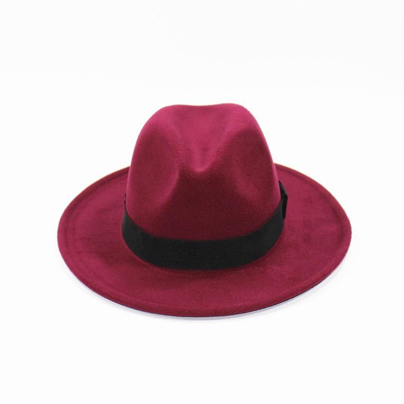 British retro European and American jazz hat men's and women's big-brimmed top hat imitation woolen felt hat British retro woolen hat