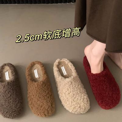 Retro Lamb Wool Plush Slippers Female 2025 Autumn and Winter New Bag Head Drag Fairy Lazy Cotton Drag One Pedal