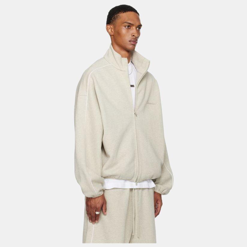Fear of God Essentials Modern Fleece Track Jacket With Piping 'Heather Stone Cloud White' Men's 202SP256892F