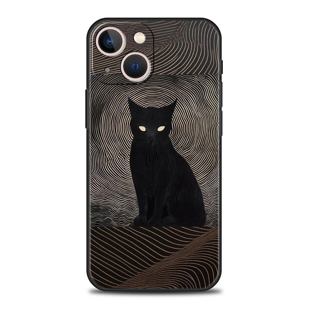 Abstract Creative Cat Line Pattern Phone Case Cover for iPhone 17 16 15 14 13 12 11 Pro Max 17Air Plus Shockproof Soft TPU Shell
