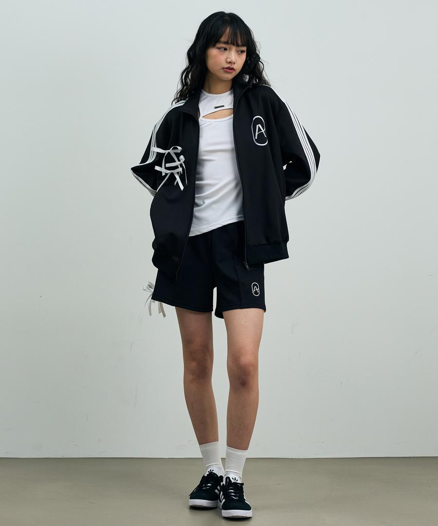 Alikim Ribbon Jersey Track Shorts Pants / Black