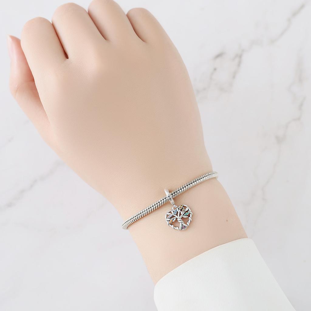 Authentic Copper Charm Bead Charms Luxury Colorful Family Tree Pendant Bead Charms Compatible With Bracelets Diy Women Making Delicate Gift