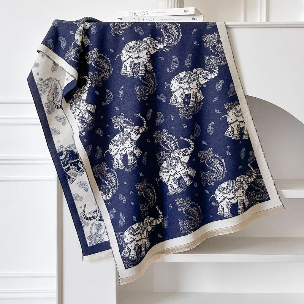 New Animal Design Winter Elephant Cashmere Jacquard Scarves High Quality Women Thicken Wrap Shawl Ladies Wool Pashmina Scarf