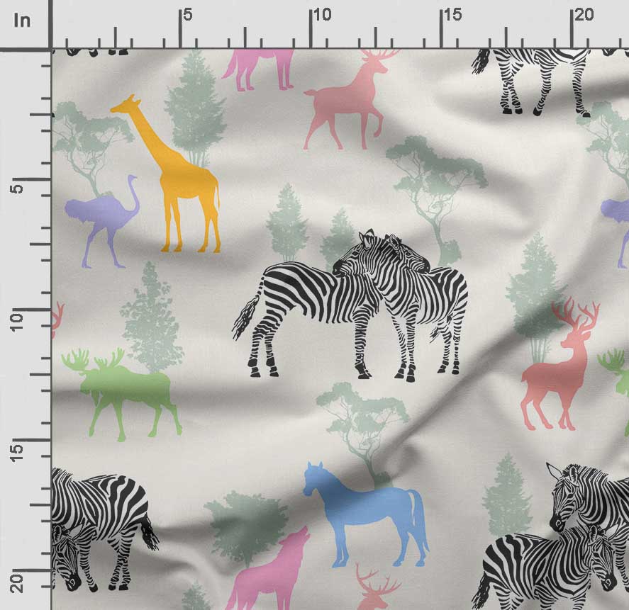 Soimoi Animals Print,  Cotton Cambric, Quilting Fabric Sold by The Yard 42 Inch Wide, Medium Weight Cotton Fabric, Sewing  Supplies,