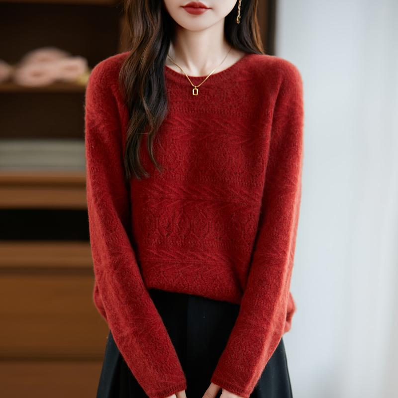 Women's cashmere sweater Qinghe cashmere 30% cashmere 70% wool autumn and winter pullover warm and fashionable