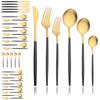 Black Gold 36Pcs Matte Flatware Dinnerware Set Knife Dessert Fork Spoon Dinner Set Stainless Steel Tableware Kitchen Cutlery Set