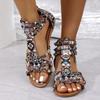 2024 Summer Ethnic Bohemian Plus Size Open Toe Buckle Strap Flat Sandals for Women