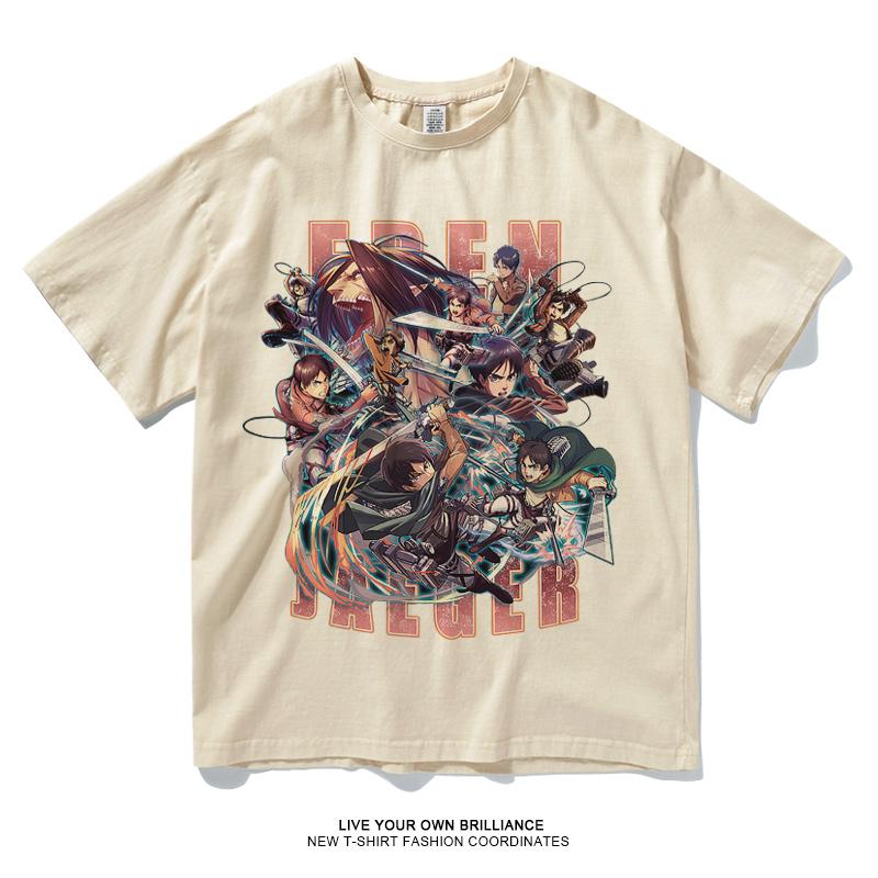 Attack on Titan Anime Alan Mikasa Leavell Printed 100% Cotton T-Shirt Japanese Anime Summer Trend Casual Streetwear