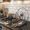 Plastic Double Layer Pot Lid Rack Large Capacity Draining Pot Lid Storage Rack Space Saving Non-slip Pan Lid Organizer