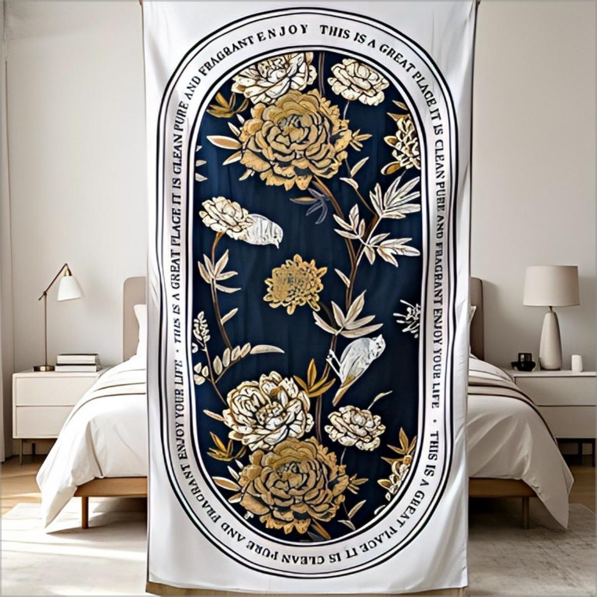 

Double Sided Vintage Floral Throw Pillow Cover Navy Blue Gold Peony Print Decorative Cushion Case for Sofa Couch Home Decor W30*H60(CM)