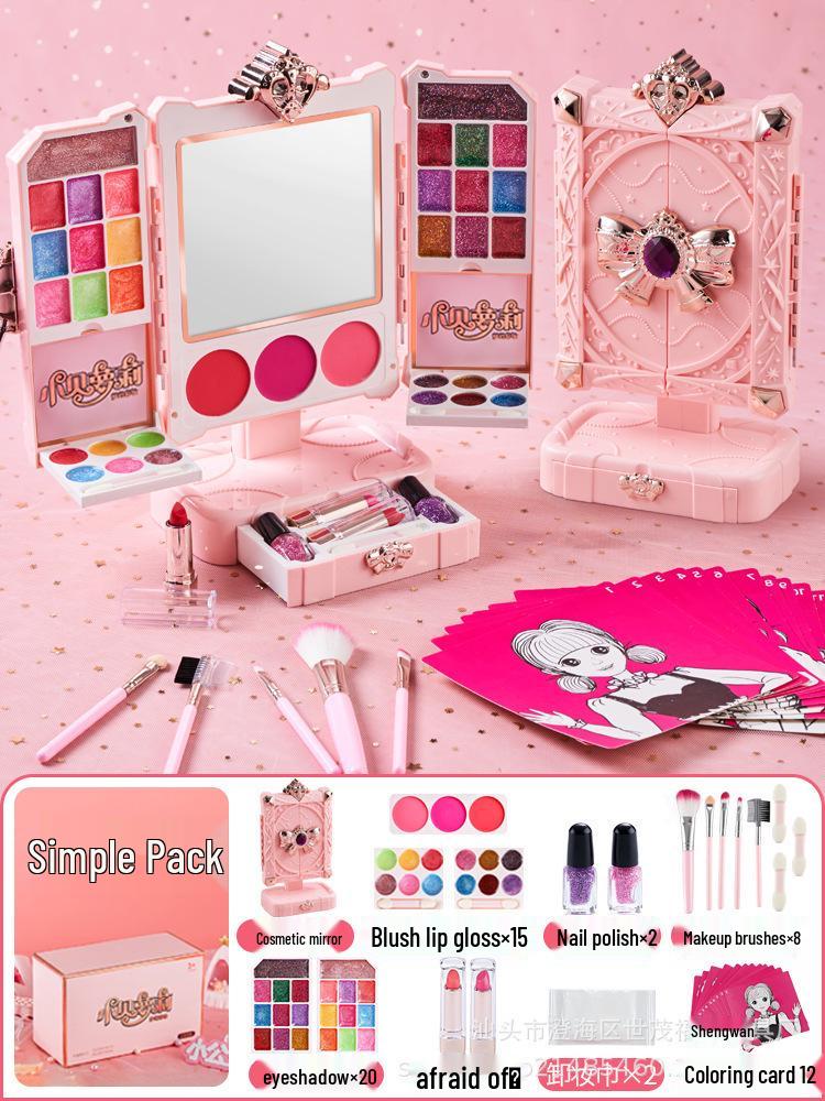Non-Toxic Kids' Makeup Set: Princess Dressing Table & Simulation Playhouse Gift for Girls