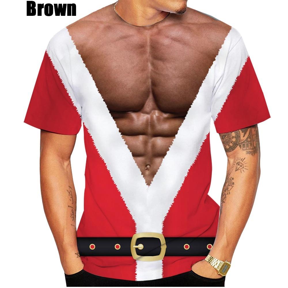 Christmas Men's T-shirt O Neck Red Santa Tshirt For Men Xmas Oversized Fashion Streetwear Short Sleeve Tops Harajuku Men Clothes