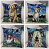 Colorful Pet Shepherd Dog Cushion Cover Pillow Case Pillow Covers Decor Oil Painting Cartoon Animal  Pillowcase 45x45