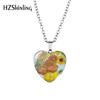 Beautiful Heart-shaped Necklace Featuring Van Gogh's Starry Night And Sunflower Design