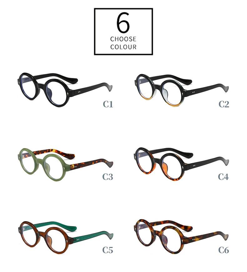  Fashion Round Glasses Frame Anti Blue Light Women Retro Green Leopard Fake Glass Computer Eyeglass