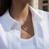 Yori Distinctive Red Rhinestone Ribbed Heart Pendant Necklace for Women Stainless Steel Popular Chic 2025 Jewelry PVD Plated