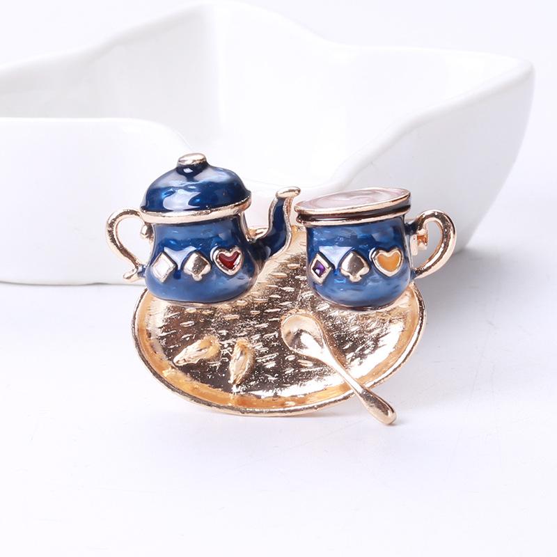 Cute Cartoon Alloy Oil Dripping Teacup Brooch, Simple And Fashionable Versatile Clothing With Accessories Pin