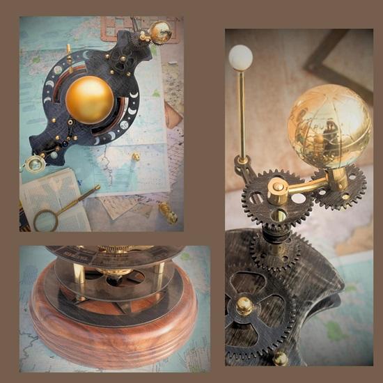 45.72 Cm Orrery, Piece for Book Shelves Brass and Steel Orrery A Functional Model of the Solar System with Planets