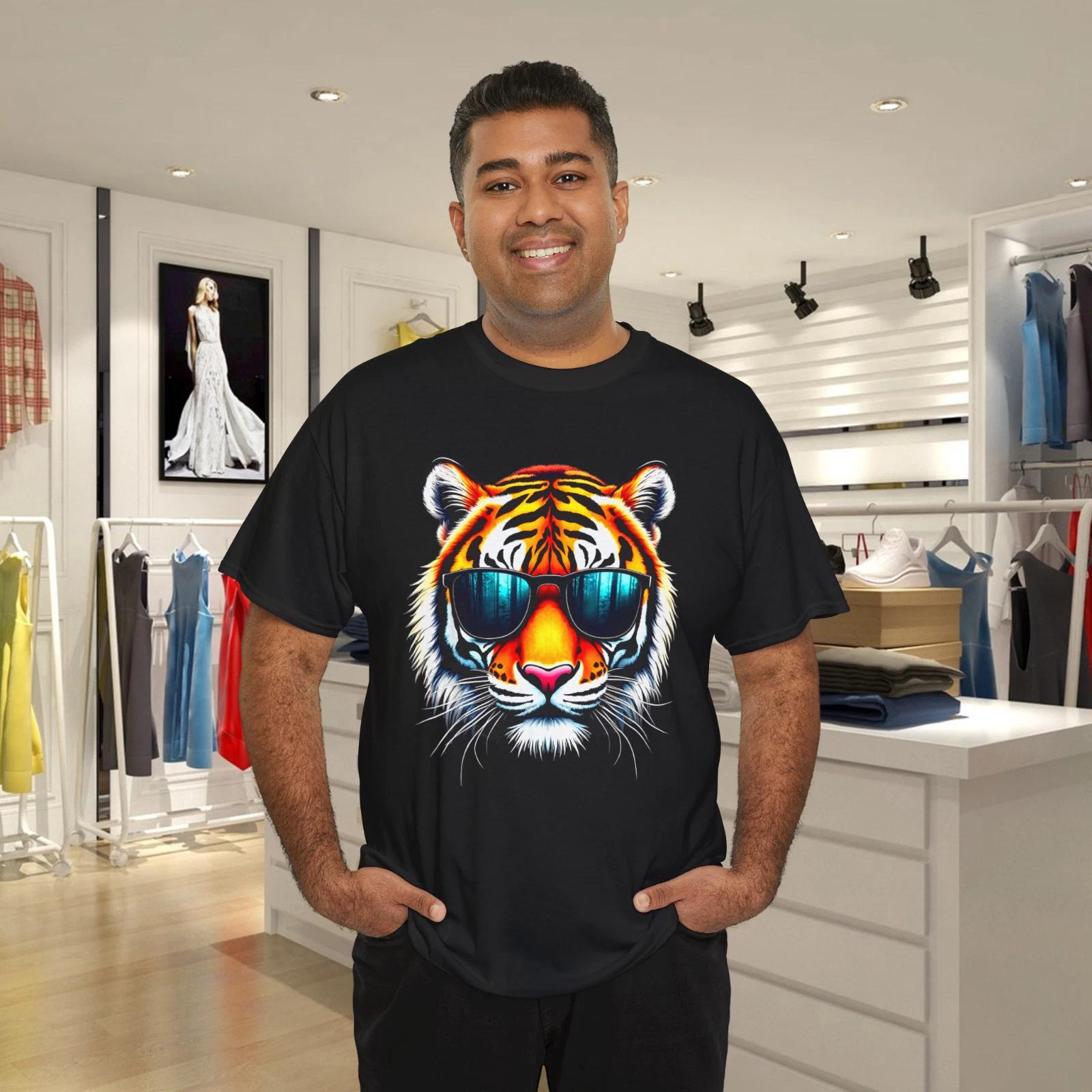 Cool Tiger in Sunglasses Men Women Graphic Tigers Cotton T- Shirt S