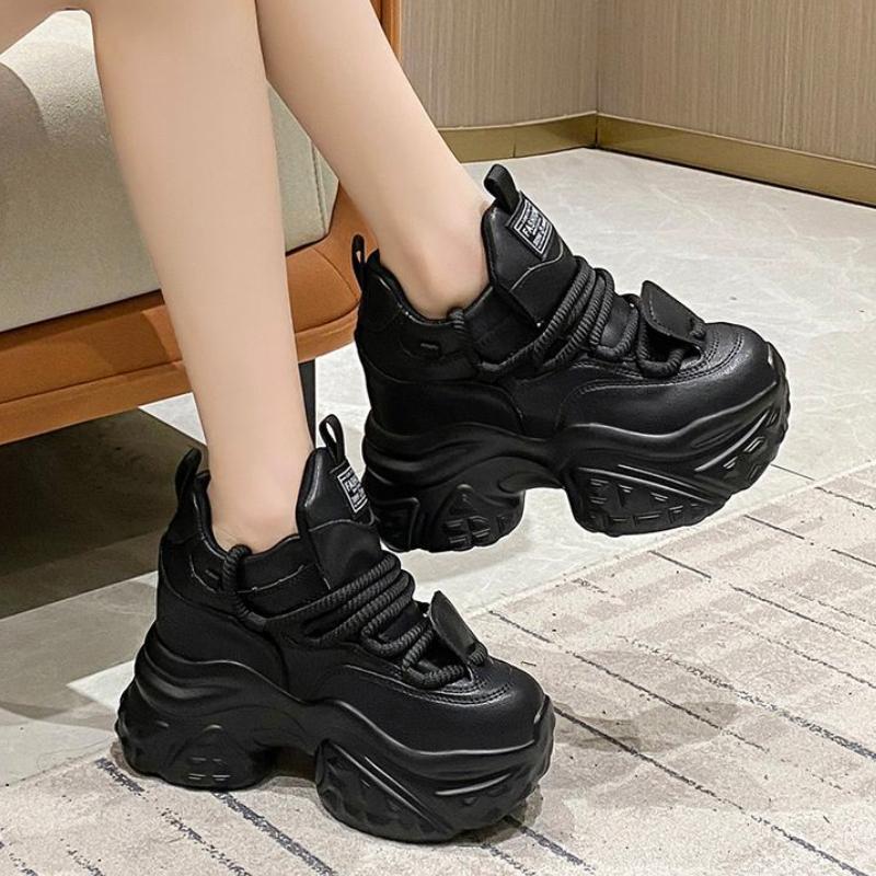 

10 см толщина подошвы увеличивает рост универсальные белые туфли женские легкие повседневные спортивные туфли 39 чёрный