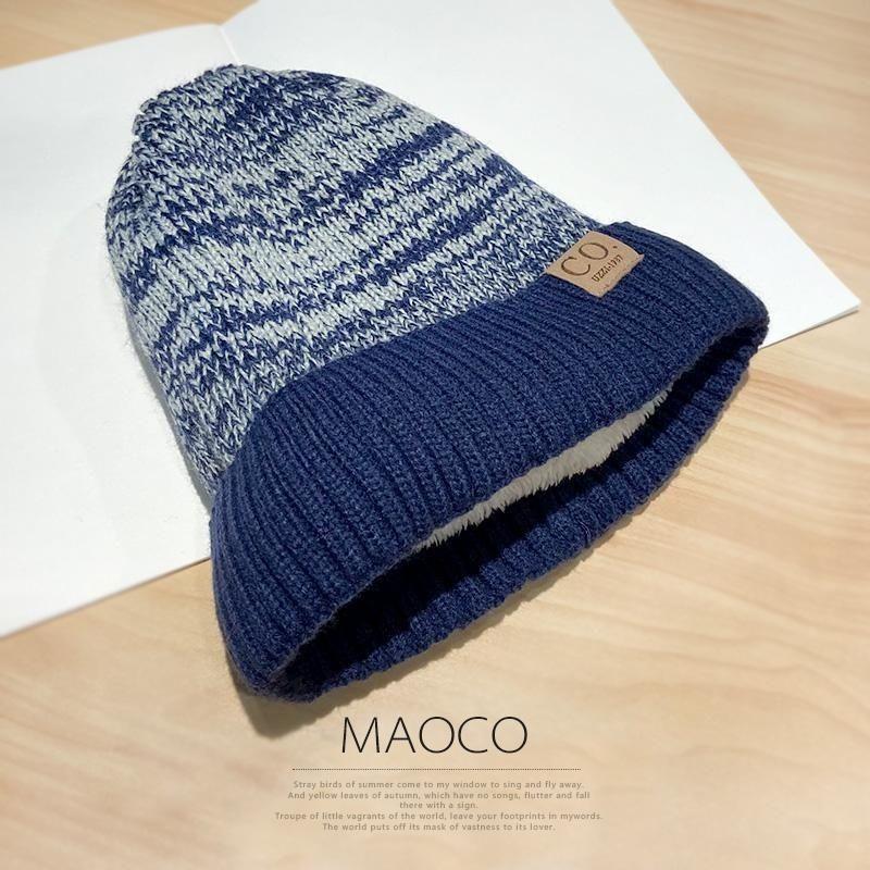 Hat Winter Cold Proof Knitted Hat Plus Velvet Thickened Warm Men's Wool Hat Cotton Hat Winter Riding Wind Proof Cold Hat