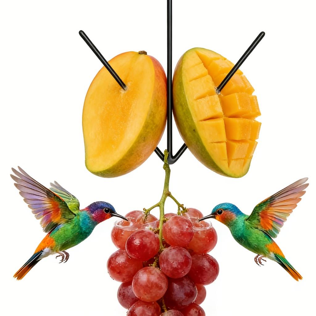 Oriole & Hummingbird Hanging Orange Fruit Feeder Black Iron Outdoor Garden Yard Bird Feeder