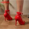 Fashion Aphixta Luxury Pearl Metal Belt Buckle 10cm Stiletto Heels Pumps Women Banquet Shoes Strap Pimp Pointed Toe Size 35-50