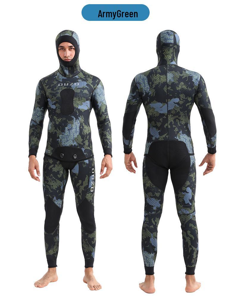 Pánský 3mm rychleschnoucí lovecký a surfařský oblek - Dvoudílný chladuvzdorný opalovací oblek pro freediving