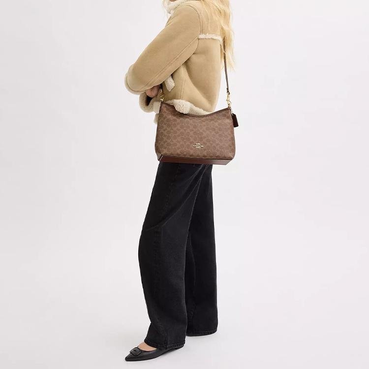 Coach Laurel 31 Detachable Shoulder Strap Zipper Closure Tote Bag Women Tote Bag Maple CV975-IMXHE