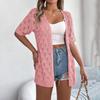 Damen Frühling Sommer Solide Check Pullover Strickjacke Elegante V-Ausschnitt Lose Strickoberteile